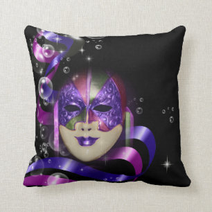 Venezianische lila Bandblasen der Maske Kissen