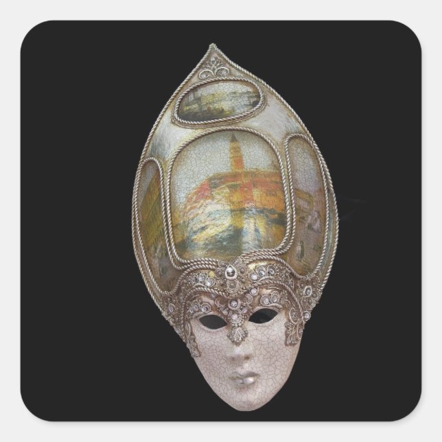 Venezianische Maske Quadratischer Aufkleber (Vorderseite)
