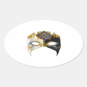 Venezianische Maske: Sapphire Jewel Ovaler Aufkleber