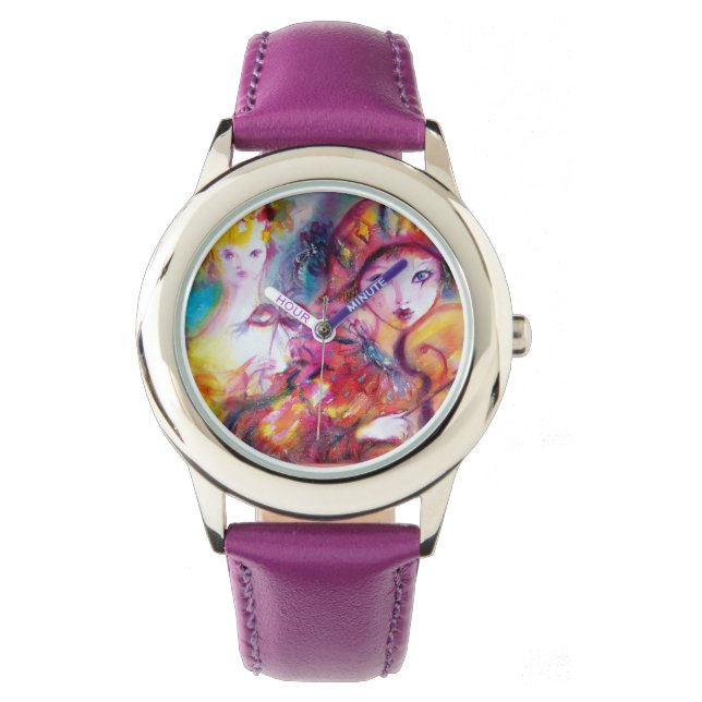 VENEZIANISCHE MASQUERADE/HARLEQUIN UND KOLUMBIN ARMBANDUHR (Vorderseite)