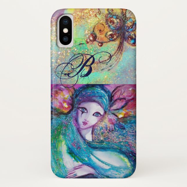 VENEZIANISCHE MASQUERADE/MASK IM BLAUEN MONOGRAMM Case-Mate iPhone HÜLLE (Rückseite)