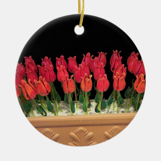 Venezianische Rose aus Murano-Glas Keramikornament (Vorne)