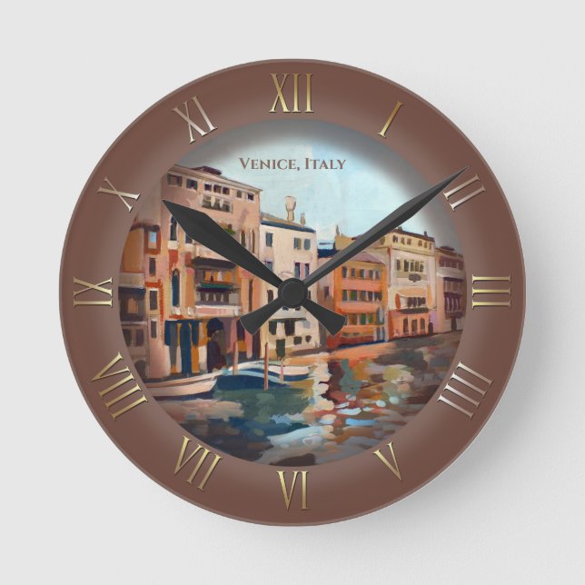 Venezianische Wasserstraße Runde Wanduhr (Vorderseite)