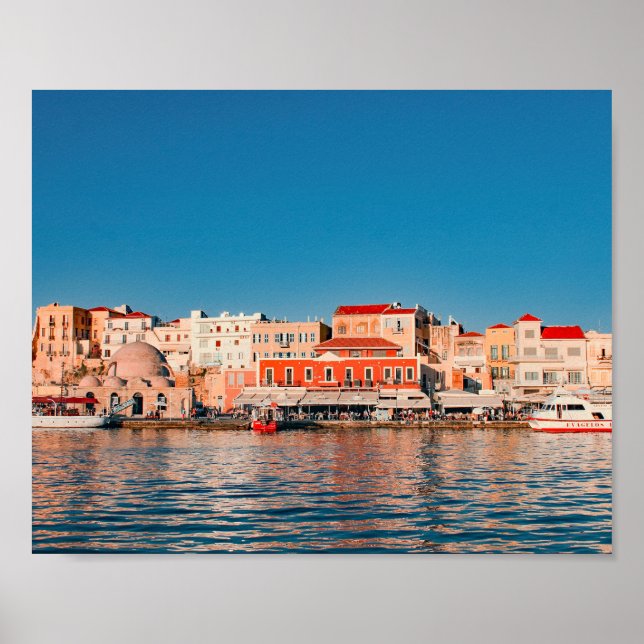 Venezianischer Hafen in Chania zur blauen Stunde,  Poster (Vorne)