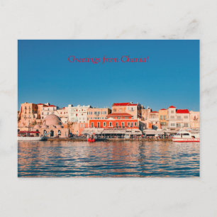 Venezianischer Hafen in Chania zur blauen Stunde,  Postkarte