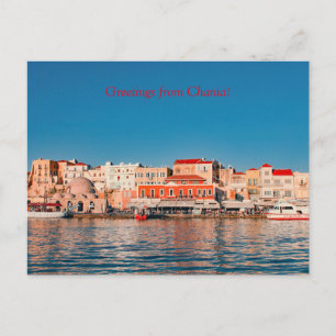 Venezianischer Hafen in Chania zur blauen Stunde,  Postkarte
