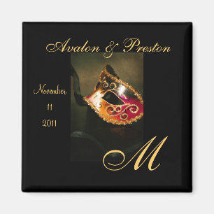 Venezianischer Maskerade-Monogramm-Save the Date Magnet