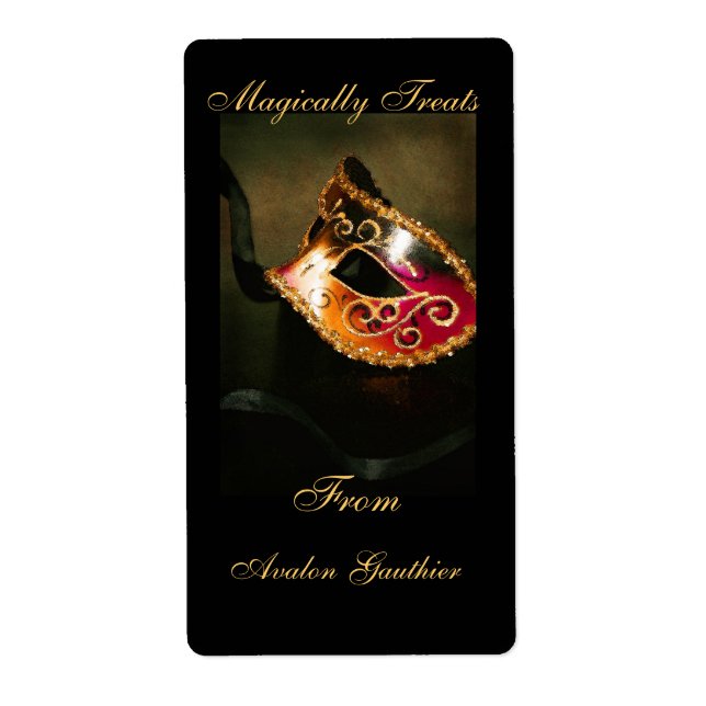 Venezianisches Maskenmasken-Halloween-Backlabel (Vorne)