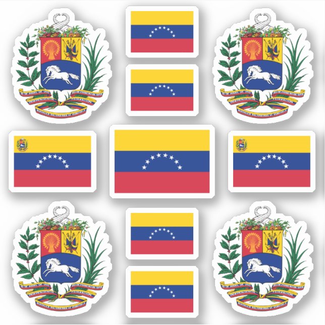 venezolanische Staat-Symbole / Wappen und Flaggen Aufkleber (Vorderseite)