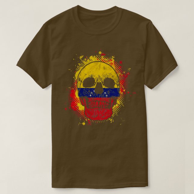Venezolanischer Flaggenschädel T-Shirt (Design vorne)