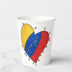 Venezolanisches Herz gelb, blau und rot Pappbecher