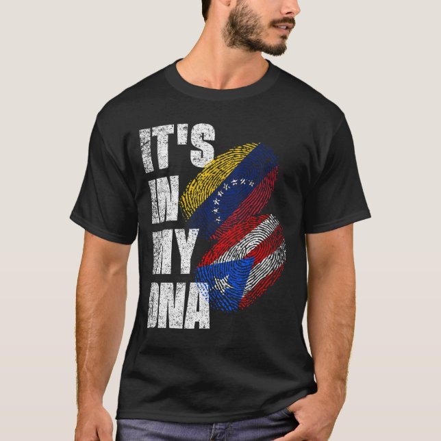 Venezolanisches und Boricua-DNA-Mix-Fahne T-Shirt (Vorderseite)