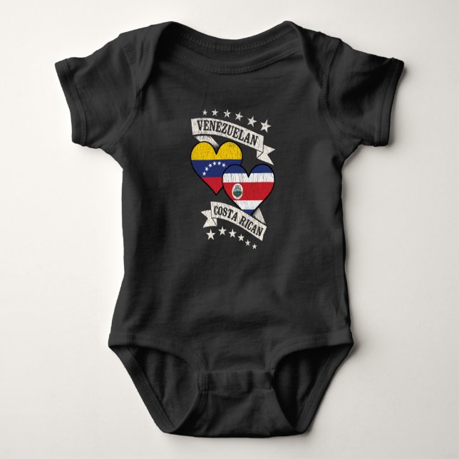Venezuela Costa Rica Heart Flags Venezuela Costa Baby Strampler (Vorderseite)
