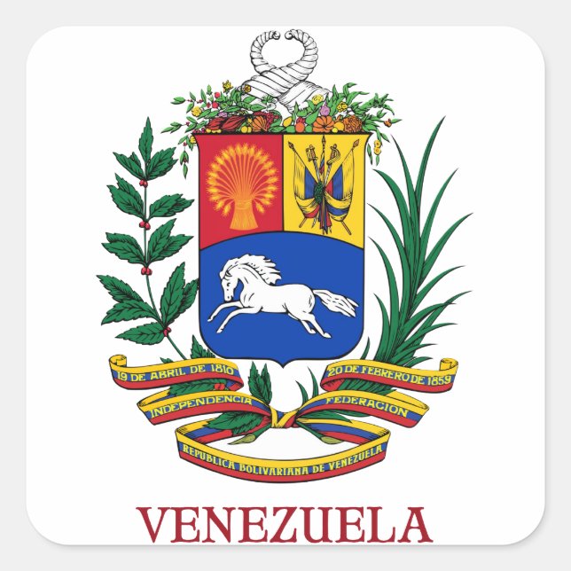 VENEZUELA - Emblem/Wappen/Fahne/Symbol Quadratischer Aufkleber (Vorderseite)