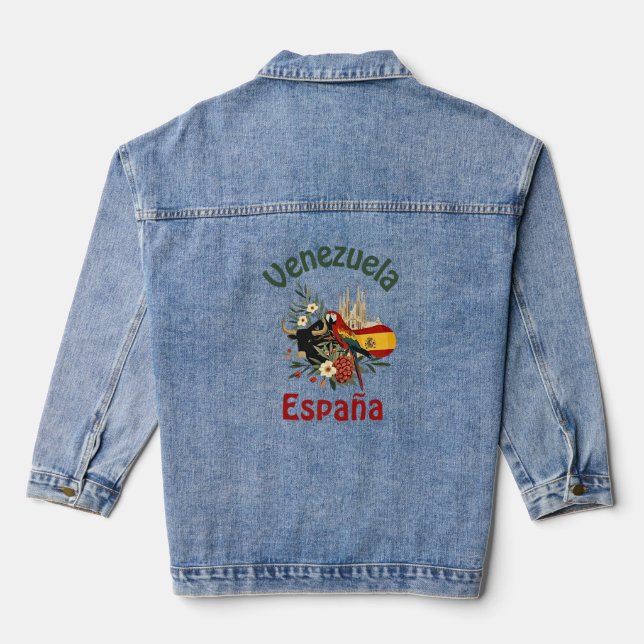 Venezuela + España – fusión de raíces y orgullo  Jeansjacke (Rückseite)