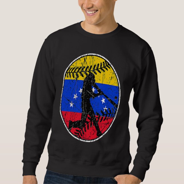 Venezuela Flag Baseball Hitter Venezuelan Flag Sweatshirt (Vorderseite)