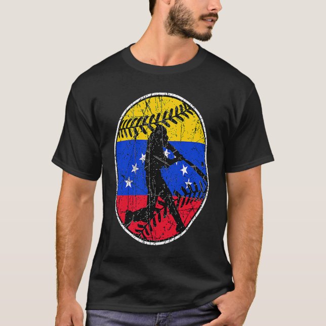 Venezuela Flag Baseball Hitter Venezuelan Flag T-Shirt (Vorderseite)