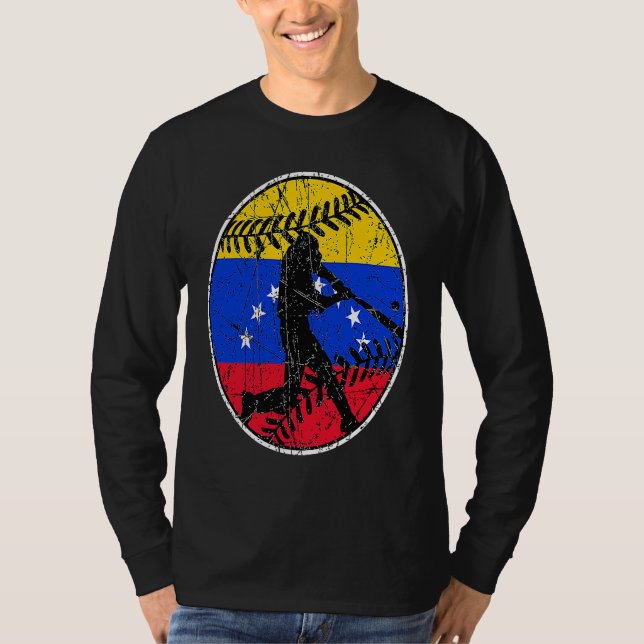 Venezuela Flag Baseball Hitter Venezuelan Flag T-Shirt (Vorderseite)