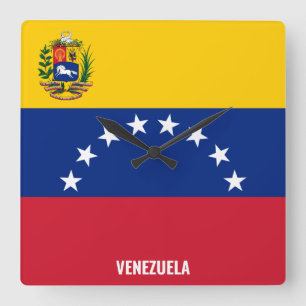 Venezuela Flag Dazzzing Patriotic Quadratische Wanduhr