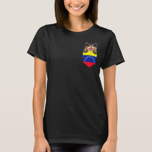 Venezuela Flag Finnischer Lapphund Hund in Pocket T-Shirt