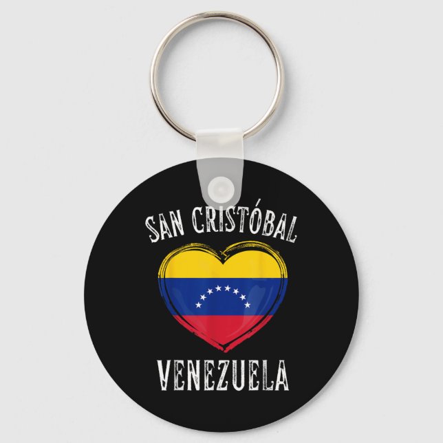 Venezuela Flag Herz San Cristobal Stadt Schlüsselanhänger (Vorderseite)