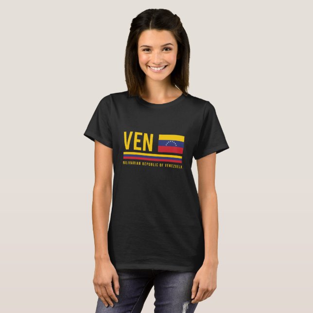 Venezuela Flag & ISO Code Alpha 3 Design T - Shirt (Vorne ganz)