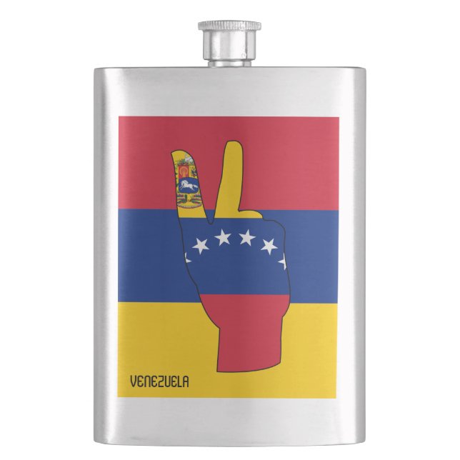 Venezuela Flag Sieg Sign Patriotic Flachmann (Vorderseite)