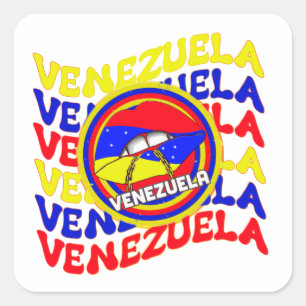 Venezuela Flag Venezuelas Stolperlips Quadratischer Aufkleber
