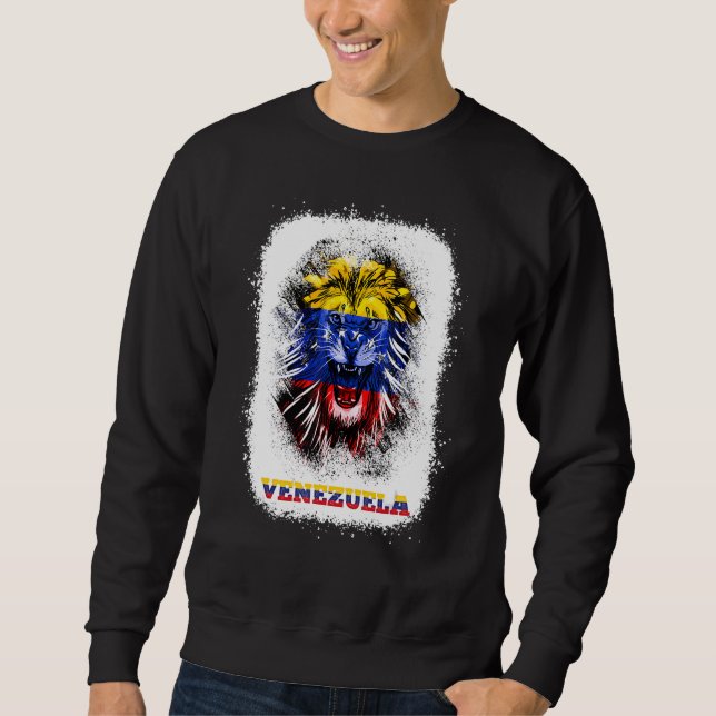 Venezuela Flag With Lion Face Venezuelan Pride Des Sweatshirt (Vorderseite)