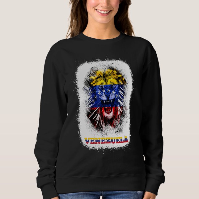 Venezuela Flag With Lion Face Venezuelan Pride Des Sweatshirt (Vorderseite)