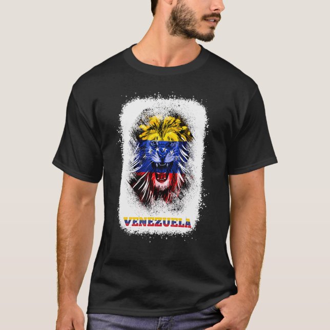 Venezuela Flag With Lion Face Venezuelan Pride Des T-Shirt (Vorderseite)