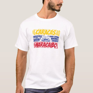 Venezuela Flagge mit Stadtbezeichnungen Word Art T-Shirt