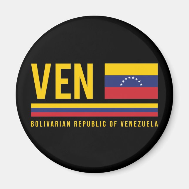 Venezuela-Flagge und ISO-Code Alpha 3-Design Magnet (Vorne)