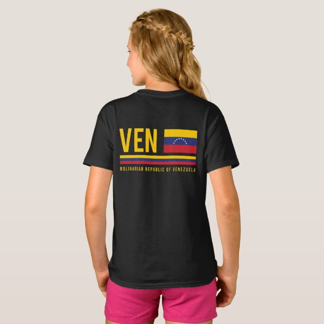 Venezuela-Flagge und ISO-Code Alpha 3-Design T-Shirt (Schwarz voll)