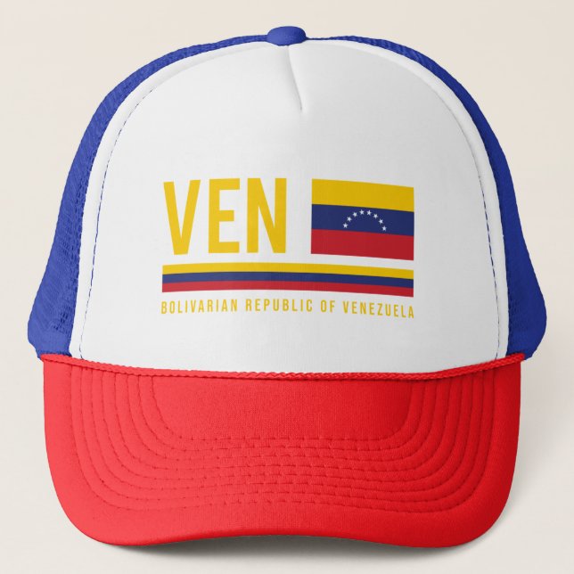 Venezuela-Flagge und ISO-Code Alpha 3-Design Truckerkappe (Vorderseite)