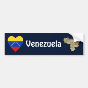 Venezuela-Flaggen-Herz + Karten-Autoaufkleber Autoaufkleber