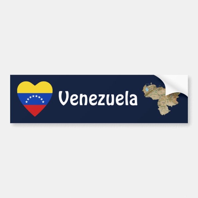 Venezuela-Flaggen-Herz + Karten-Autoaufkleber Autoaufkleber (Vorne)