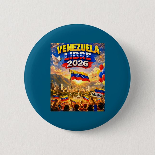 Venezuela Frei 2026 Venezuela Herz Flagge  Button (Vorderseite)