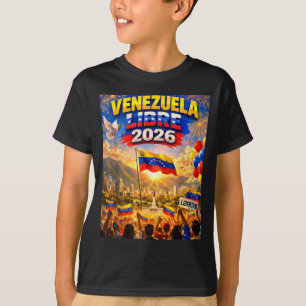 Venezuela Frei 2026 Venezuela Herz Flagge  T-Shirt