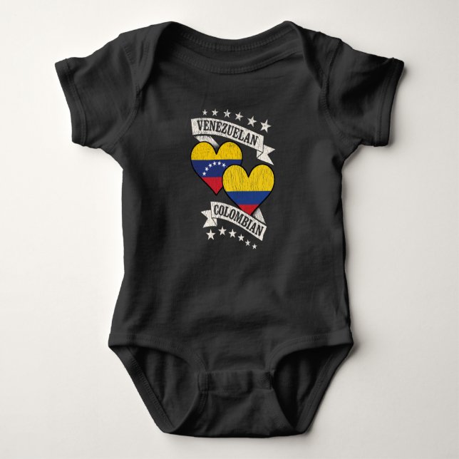 Venezuela Kolumbien Herzflags Venezuela Kolumbien Baby Strampler (Vorderseite)