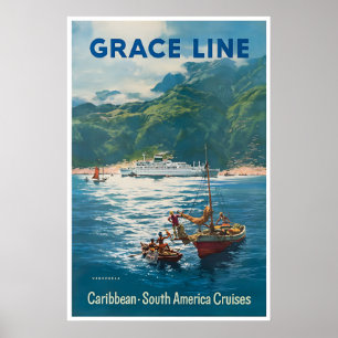 Venezuela Kunst Grace Line Reiseplakat Venezolanis Poster