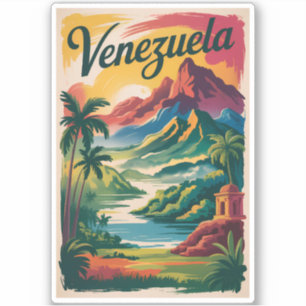 Venezuela Landschaft Illustration Reise Kunst Retr Aufkleber