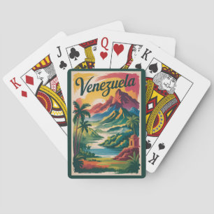 Venezuela Landschaft Illustration Reise Kunst Retr Spielkarten