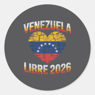 Venezuela Libre 2026 Venezuela Herz Flagge Runder Aufkleber