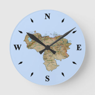 Venezuela Map Clock Runde Wanduhr