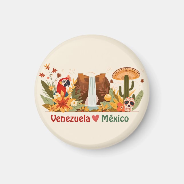 Venezuela ❤️ México Amor Latino y Orgullo Hispano Magnet (Vorne)