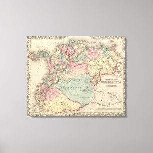 Venezuela, neues Granada Kolumbien und Ecuador Leinwanddruck