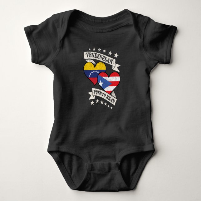 Venezuela Puerto Rican Heart Flags Venezuela Puert Baby Strampler (Vorderseite)