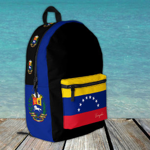 Venezuela, schwarzer Rucksack, venezolanischer Fla Bedruckter Rucksack