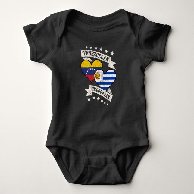 Venezuela Uruguayan Herz Flags Venezuela Uruguay Baby Strampler (Vorderseite)